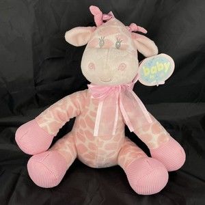 First And Main Jingles Pink Giraffe Baby Plush Rattle Stuffed Toy Soft Eye #2765